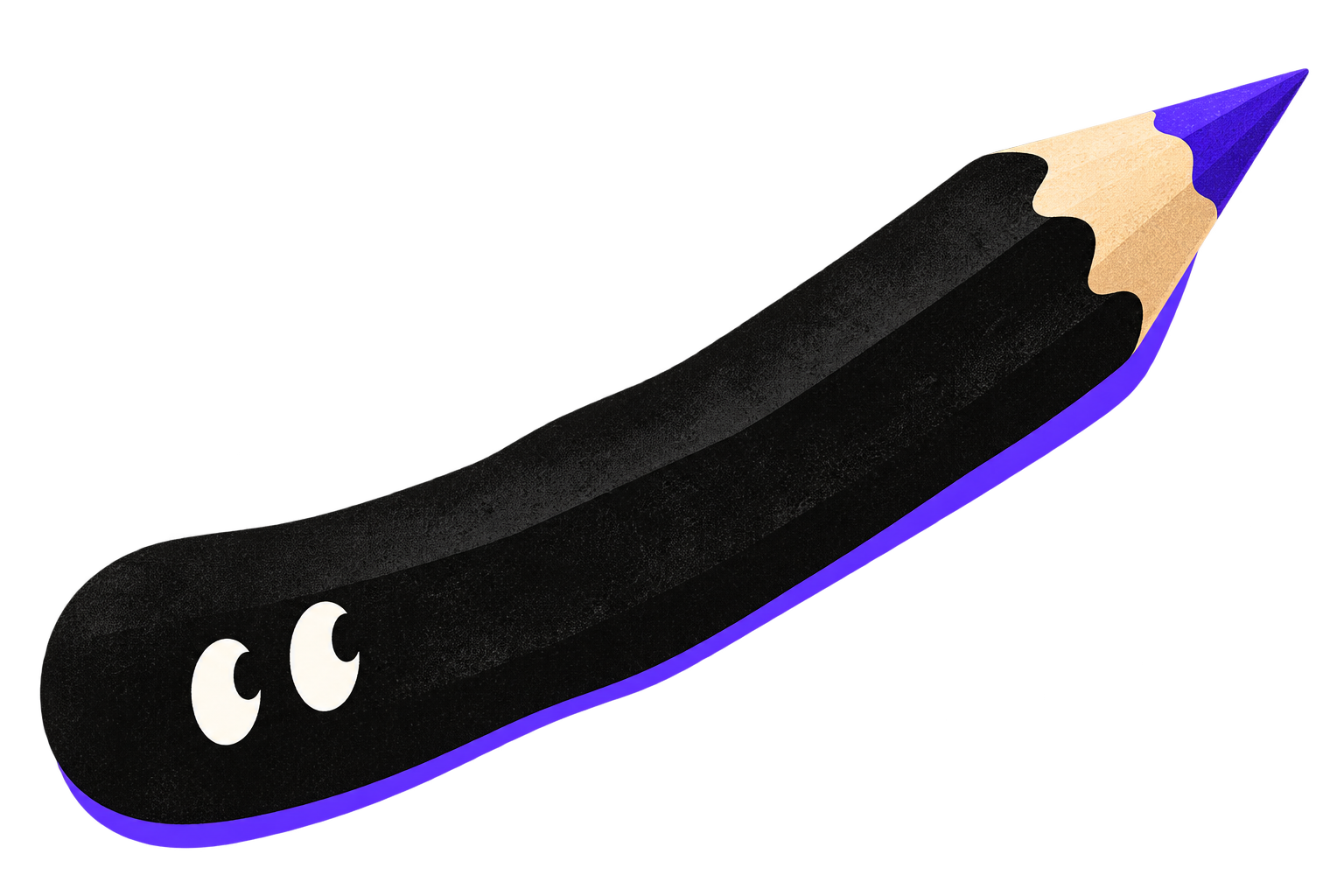Lu as a pencil with a purple tip.